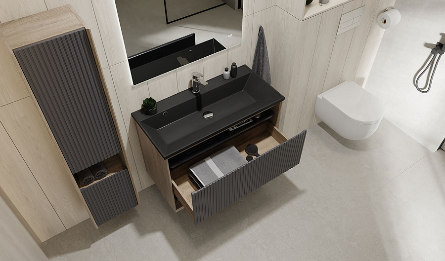 Тумба Jorno Tossony 90 подвесная Дуб Самдал/Антрацит