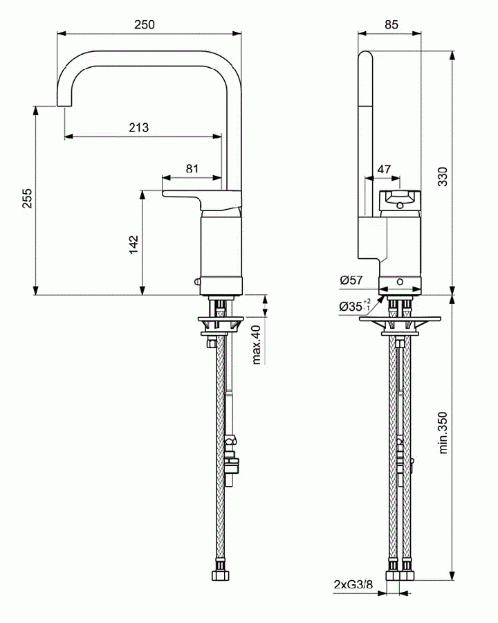 Смеситель Ideal Standard Active для кухонной мойки, хром, B8087AA, цвет хром