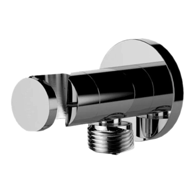 Держатель ручного душа с подключением шланга и запорным вентелем Remer 338M, хром