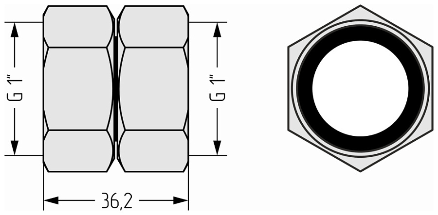 Комплект соединительный прямой G 1" НГ х G 1" НГ / 2 шт (Без покрытия), арт.02102-1010