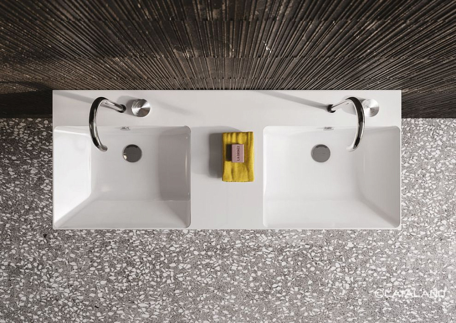 Раковина Catalano Zero 125x50, арт.0121270001, на 2 чаши, без отв. под смеситель, белый глянцевый