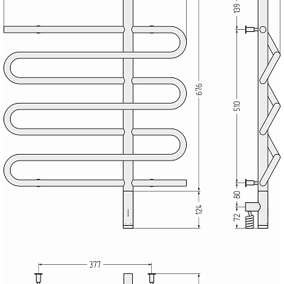Электрический полотенцесушитель Сунержа Эпатаж 3.0 800х600 МЭМ правый, Матовый чёрный, арт.31-5851-8060