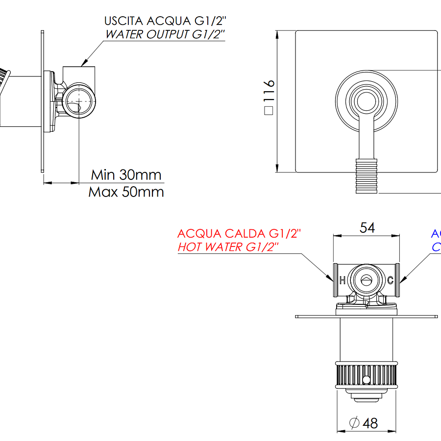 Смеситель для душа Remer Atelier AL30Q, хром