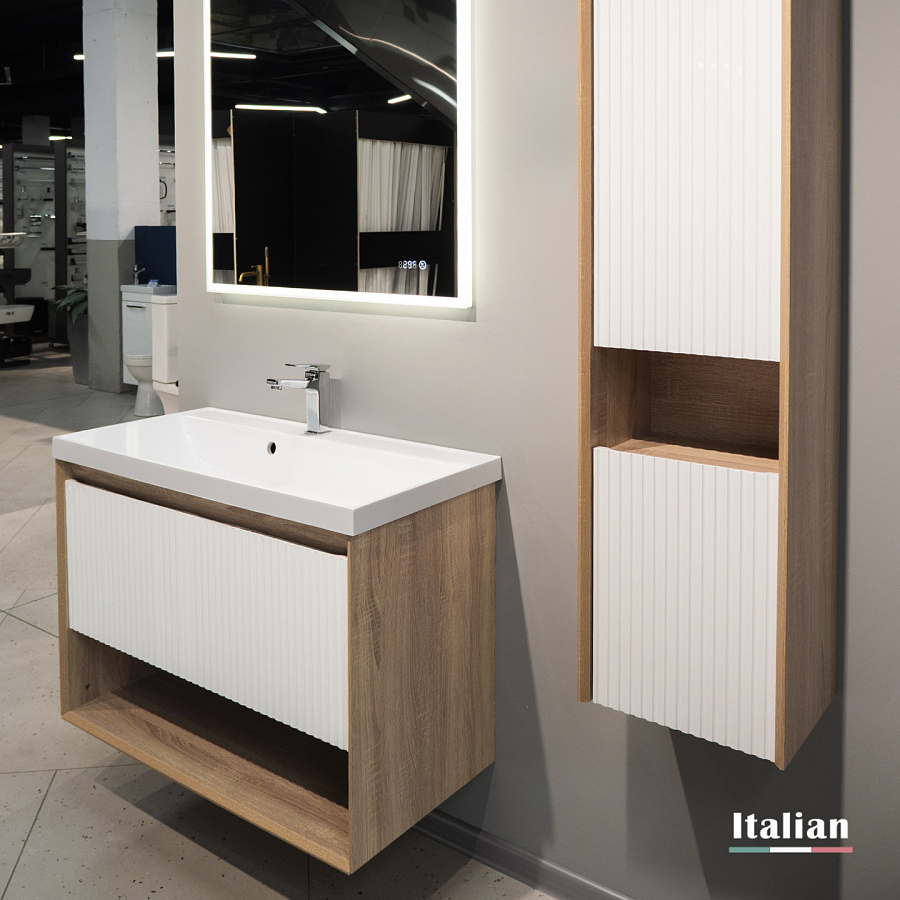 Пенал Jorno Tossony 140 подвесной Сонома светлая/Белый