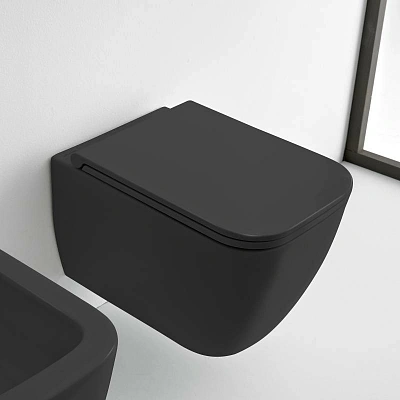 Унитаз подвесной Scarabeo Teorema 2.0 36x52 безободковый черный матовый, арт. 5126CL49