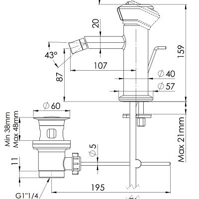 Смеситель для биде Remer Element ET20BO, белый матовый