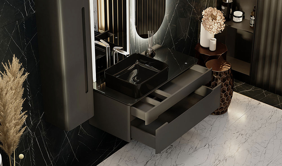 Тумба под умывальник Jorno Shine 100 подвесной антрацит