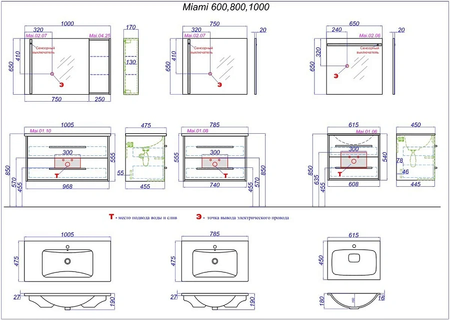 Шкаф подвесной Aqwella Майами дуб сонома