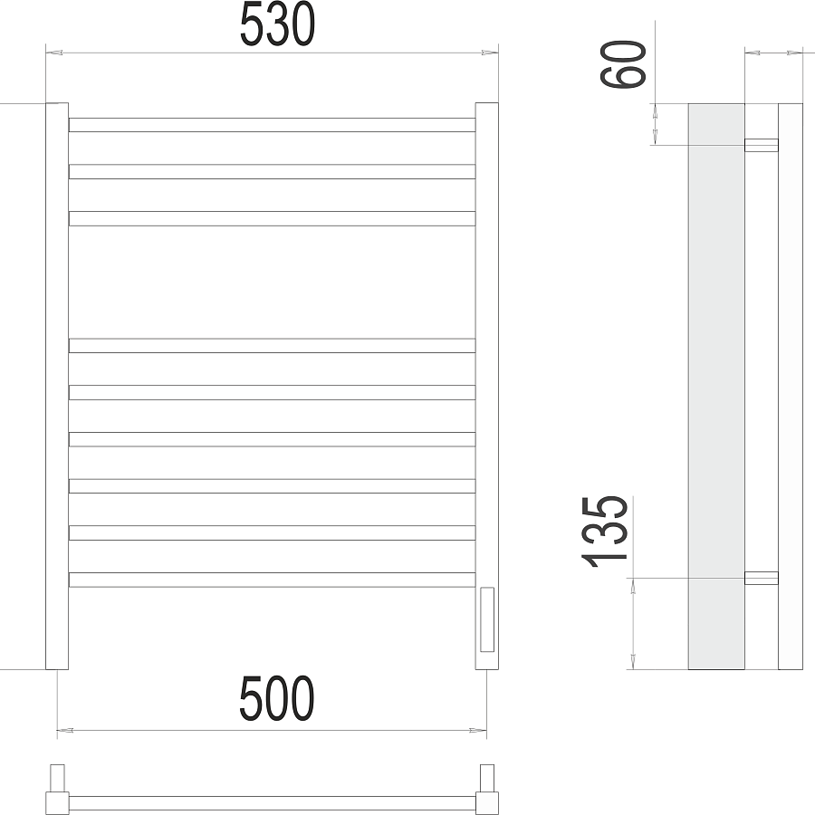 Сицилия П9 500х700 электро (sensor quick touch) Полотенцесушитель TERMINUS), арт.4670078526311