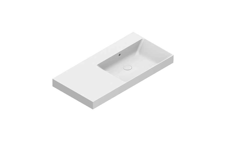 Раковина Catalano Zero 100x50, арт.0121030001, чаша справа, без отв. под смеситель, белый глянцевый