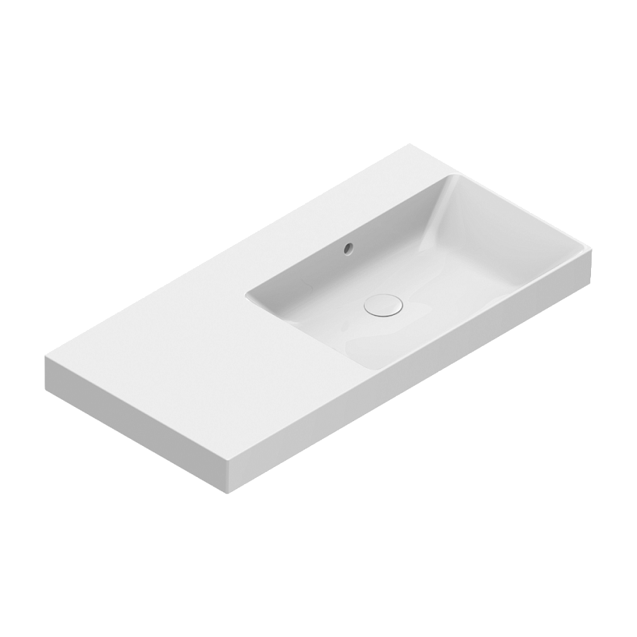 Раковина Catalano Zero 100x50, арт.0121030001, чаша справа, без отв. под смеситель, белый глянцевый