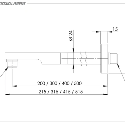 Кронштейн для верхнего душа 50 см Remer 348N50, хром