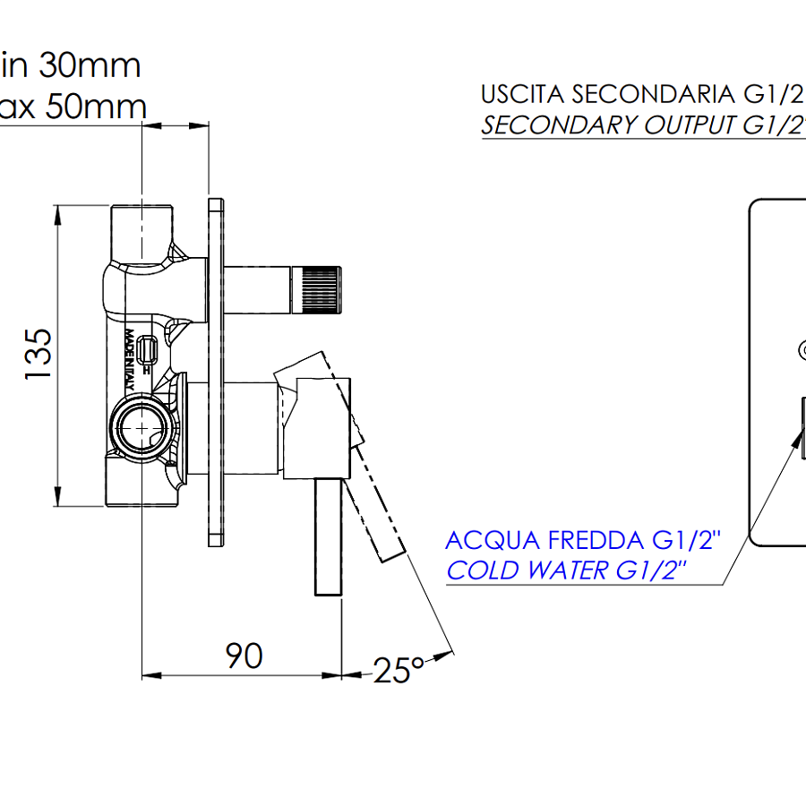 Смеситель для душа Remer Metrica MC09HG, хром