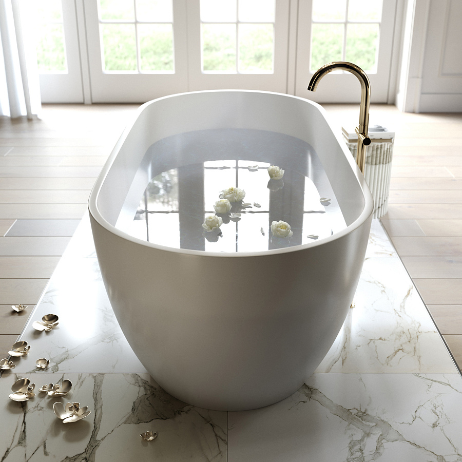 Ванна каменная Holbi Venus Solid Surface белый полированный