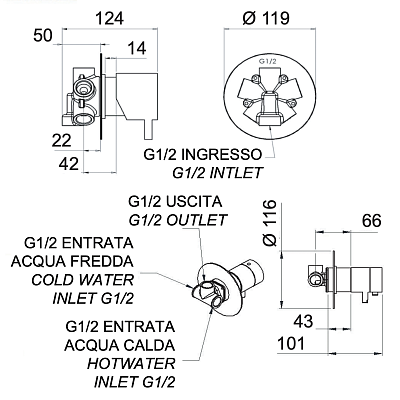 Смеситель термостатический для душа Remer Elegance NT94C, хром