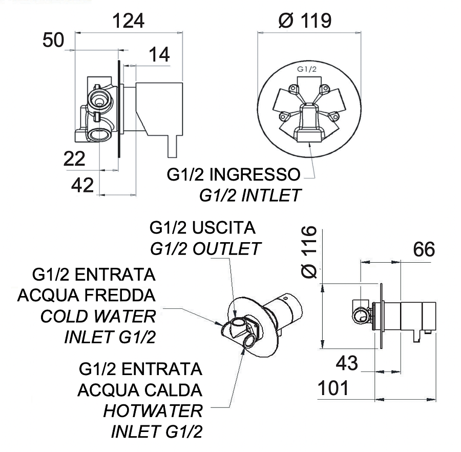 Смеситель термостатический для душа Remer Elegance NT94C, хром