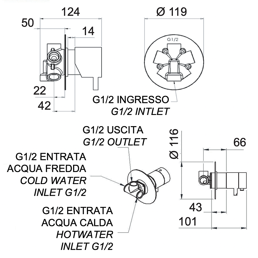 Смеситель термостатический для душа Remer Elegance NT94C, хром