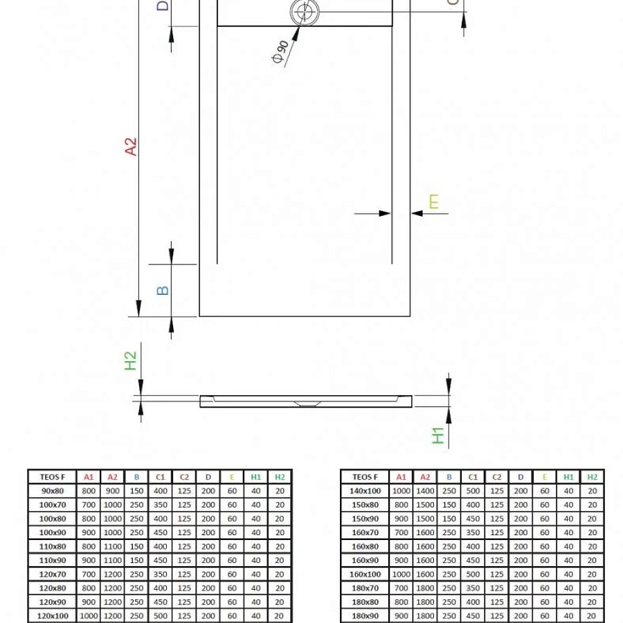 Поддон для душа Radaway Teos HTF11080-54 F, 110 x 80 см, прямоугольный