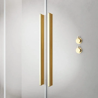 Душевая дверь Radaway Furo KDD Gold, 90 x 200 см, с неподвижной частью, стекло прозрачное, профиль золото, правая, 10105090-09-01R