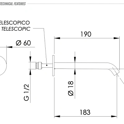 Излив настенный 19 см Remer X Style 91XL, хром