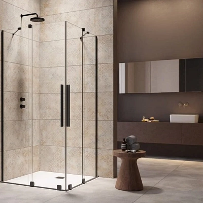 Душевая дверь Radaway Furo KDD Black, 100 x 200 см, с неподвижной частью, стекло прозрачное, профиль черный, левая, 10105100-54-01L