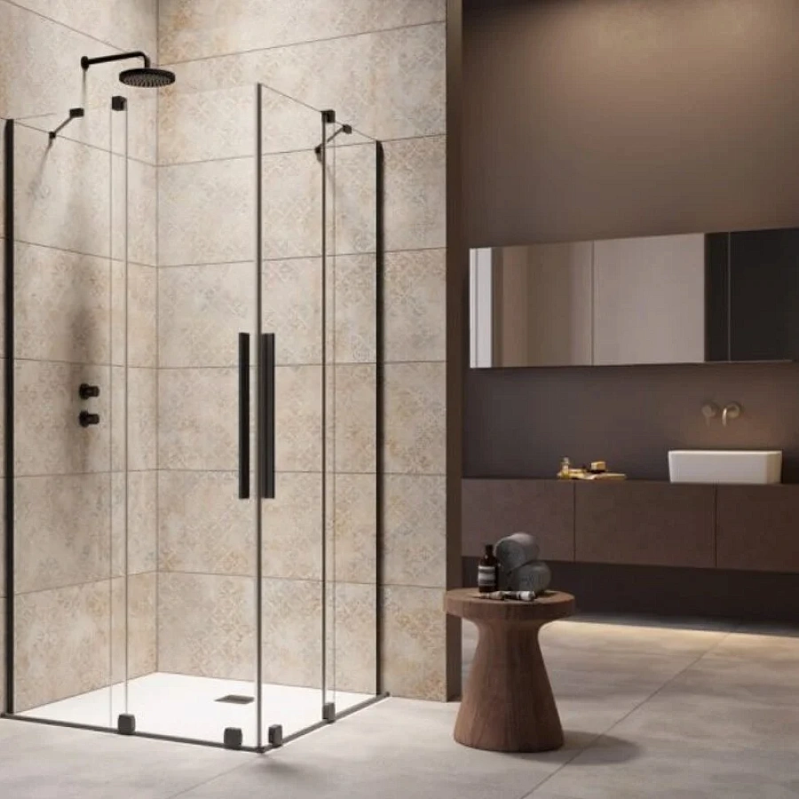 Душевая дверь Radaway Furo KDD Black, 100 x 200 см, с неподвижной частью, стекло прозрачное, профиль черный, левая, 10105100-54-01L