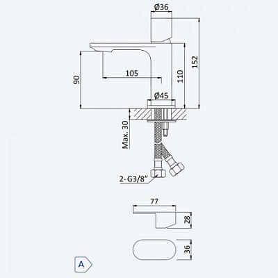 Смеситель для умывальника тип ручки 2 Bruma Adagio 193 000 0CR Cromado Chrome