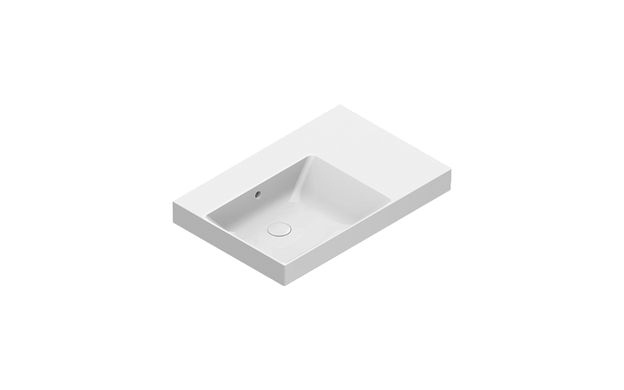 Раковина Catalano Zero 75x50, арт.0120790001, ,чаша слева, без отв. под смеситель, белый глянцевый