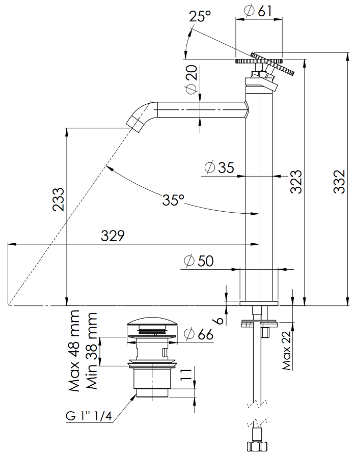 Смеситель для раковины Remer Chrono CH10LXL, хром
