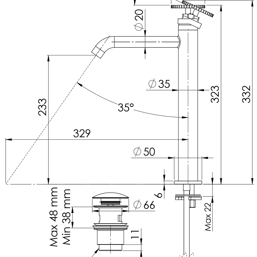 Смеситель для раковины Remer Chrono CH10LXL, хром