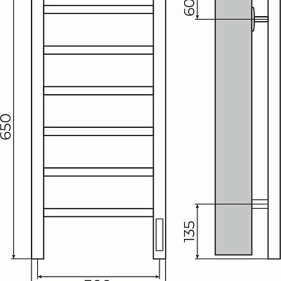 Ватикан П6 300х650 Электро (quick touch) Полотенцесушитель TERMINUS, арт.4670078557100