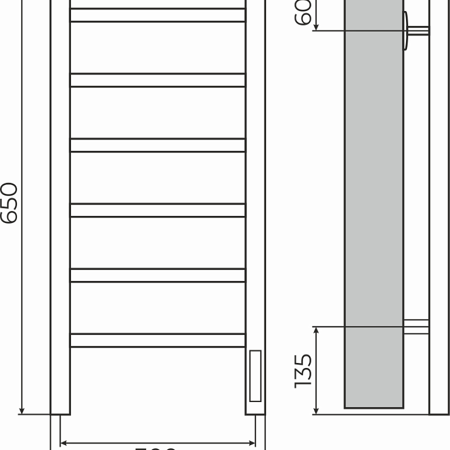 Ватикан П6 300х650 Электро (quick touch) Полотенцесушитель TERMINUS, арт.4670078557100