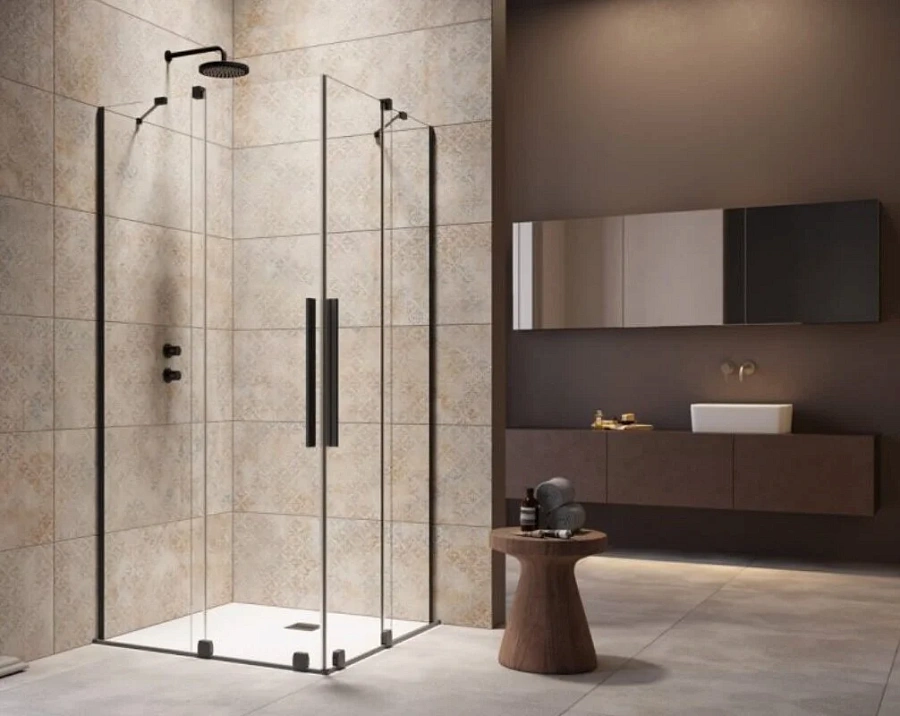 Душевая дверь Radaway Furo KDD Black, 80 x 200 см, с неподвижной частью, стекло прозрачное, профиль черный, левая, 10105080-54-01L