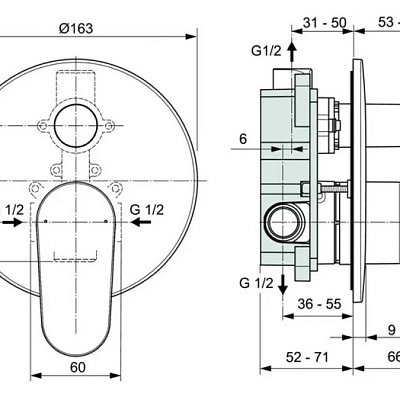 Смеситель Ideal Standard Cerafine Model O встраиваемый для душа, черный, A7193U4