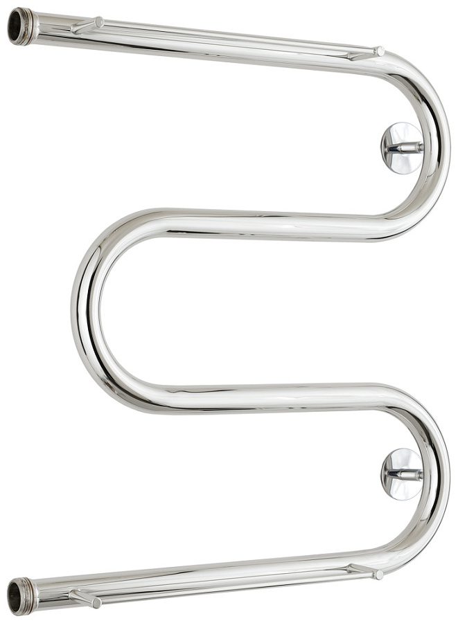 Водяной полотенцесушитель Стилье М-образный 2 полки 500х500 резьба-сгон 1", Без покрытия, арт.00014-5050