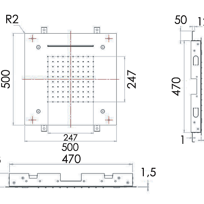 Верхний душ потолочный 50 см Remer INOX SS357SFS50NC