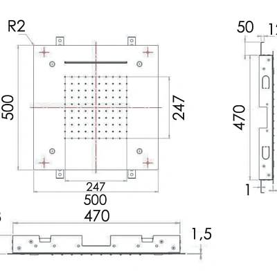 Верхний душ потолочный 50 см Remer INOX SS357SFS50NC