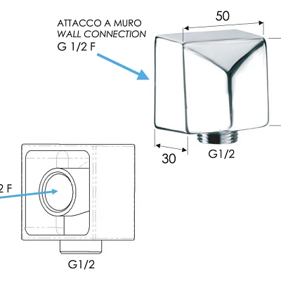 Шланговое подключение для душа Remer 309S, хром