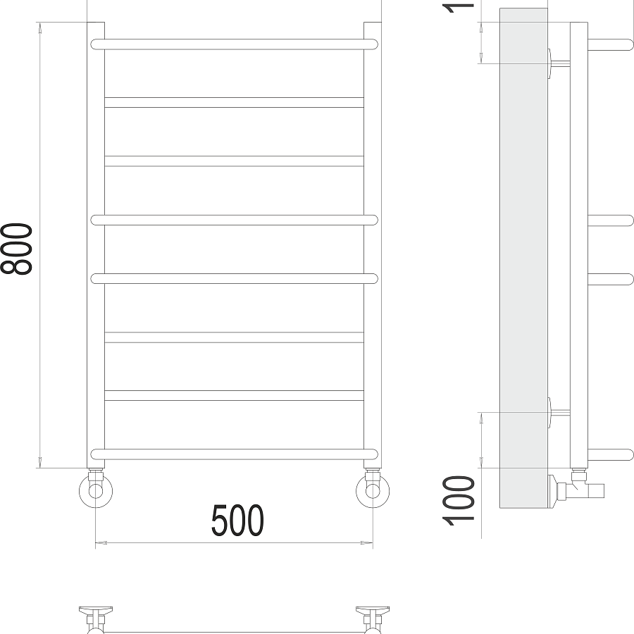 Евромикс П8 500х800 Полотенцесушитель TERMINUS, арт.4670078530165