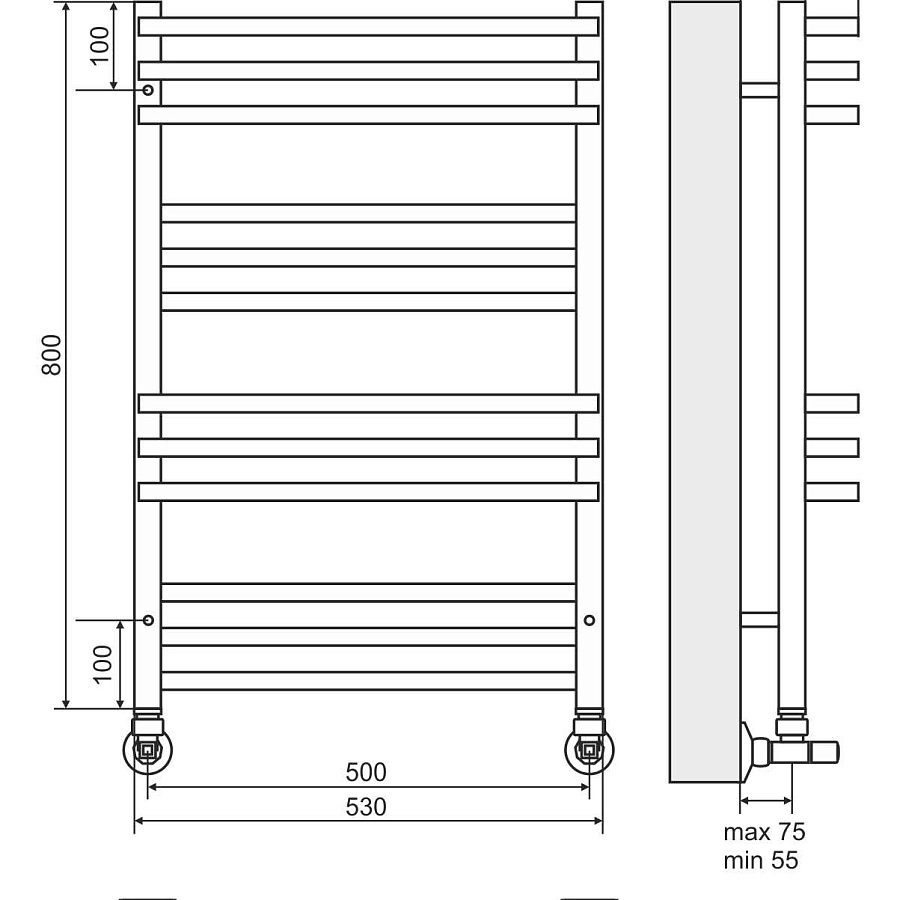 Нойс П12 500х800 Полотенцесушитель TERMINUS, арт.4630080268401