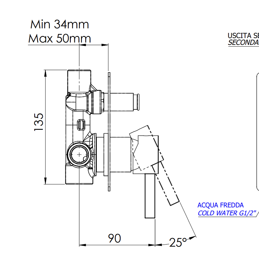 Смеситель для душа Remer Metrica MC09Q, хром