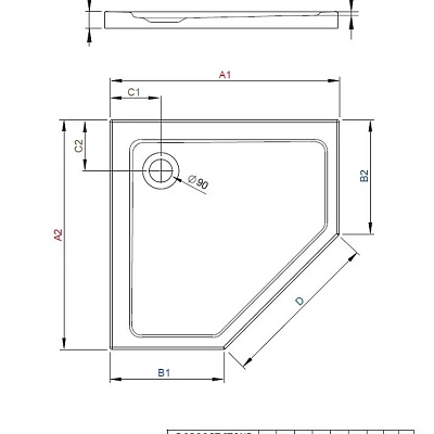 Поддон для душа Radaway Doros SDRPT9090-01-04S PT, 90 x 90 см, пятиугольный