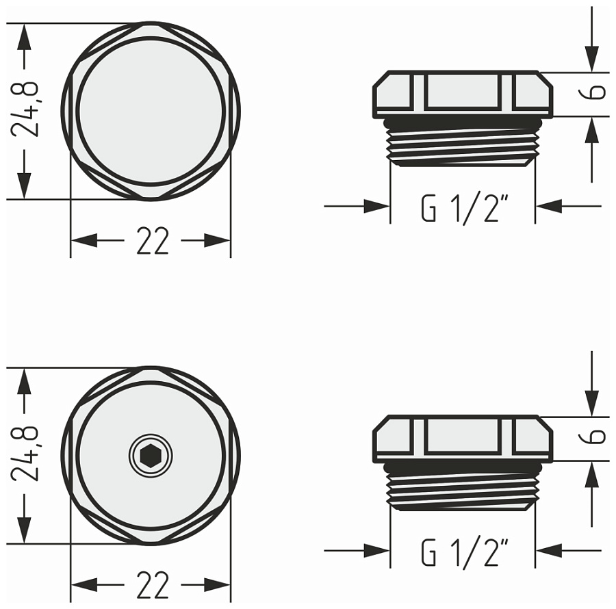 Спускной клапан с заглушкой Сунержа d 25 мм (G 1/2" НР)