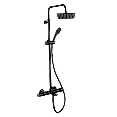 Душевая система термостатическая c изливом Remer EQ34A8CPUFS25NO, черный матовый