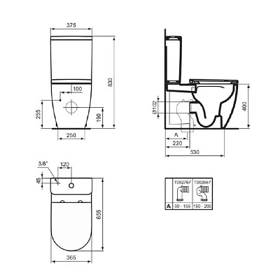 Унитаз пристенный Ideal Standard ELLISSE с бачком и сиденьем Soft-Close T569601 белый