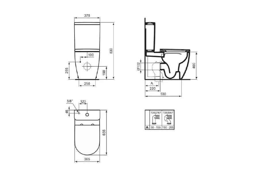Унитаз пристенный Ideal Standard ELLISSE с бачком и сиденьем Soft-Close T569601 белый