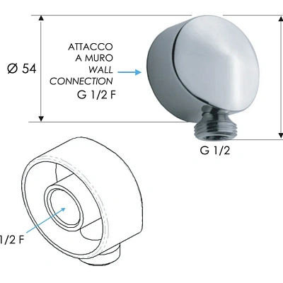 Шланговое подключение для душа Remer 309L, хром