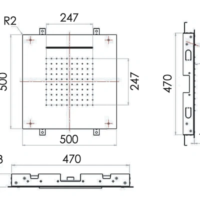Верхний душ потолочный 50 см Remer INOX SS357SFS50C, хром