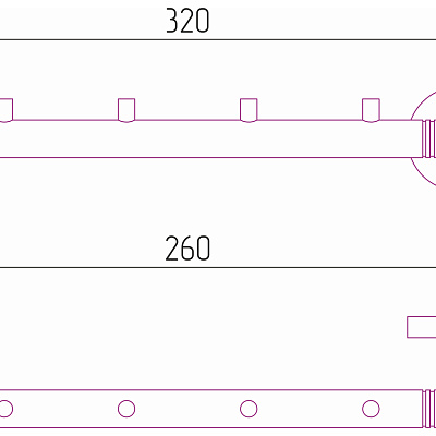 Вешалка КАНЬОН - 6 крючков / L 320 (Флок красный), арт.56-3000-1006