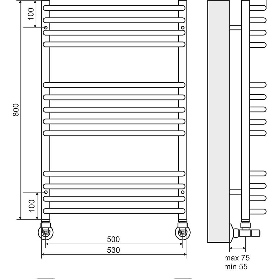 Арт П13 500х800 Полотенцесушитель TERMINUS, арт.4670078513373